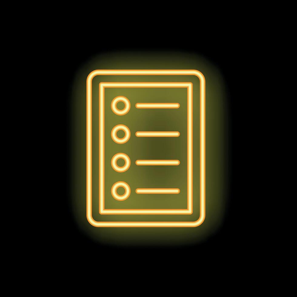 Neon yellow mobile phone showing checklist on black background vector