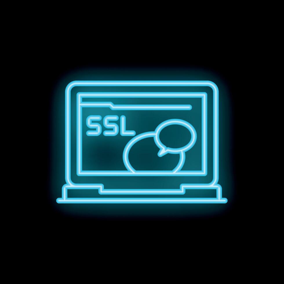 Neon ssl certificate icon depicting secure communication vector