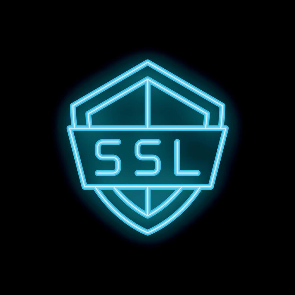 Neon ssl secure icon representing website security and encryption vector