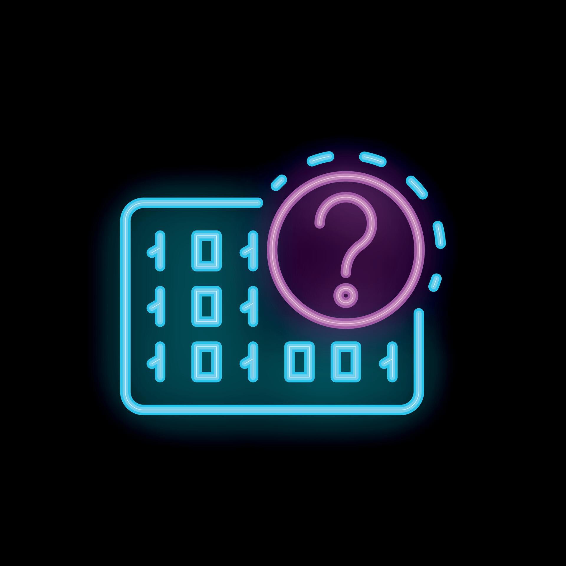 Neon question mark hovering over binary code data array 52833010 Vector ...