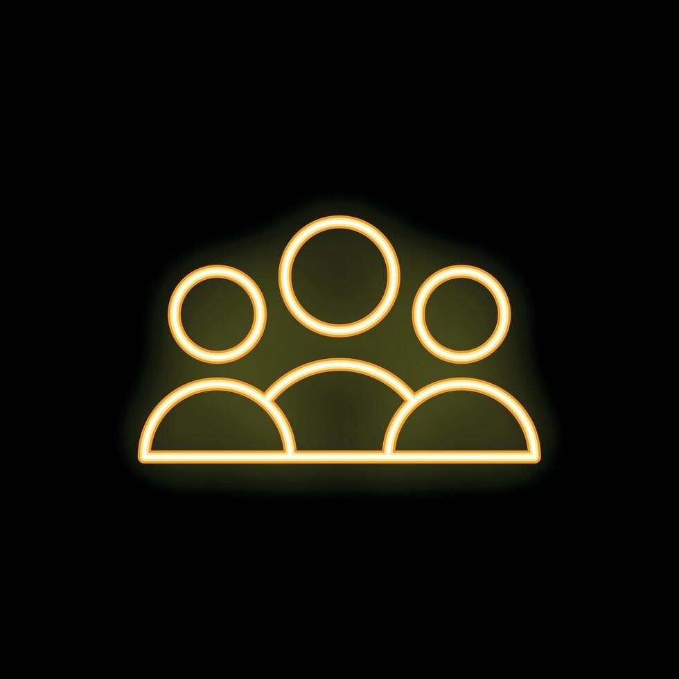 Neon icon of four people forming a team vector