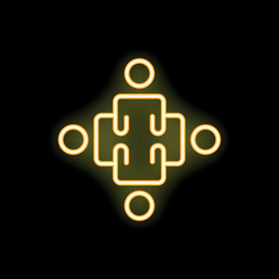 Neon icon of business people having a meeting around a table vector