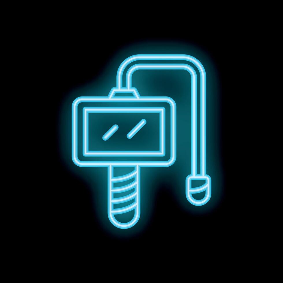 Neon sign of a stud welding machine for fastening metal parts vector