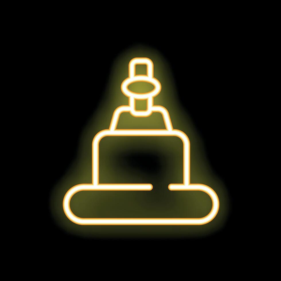 Neon yellow joystick icon glowing on black background vector