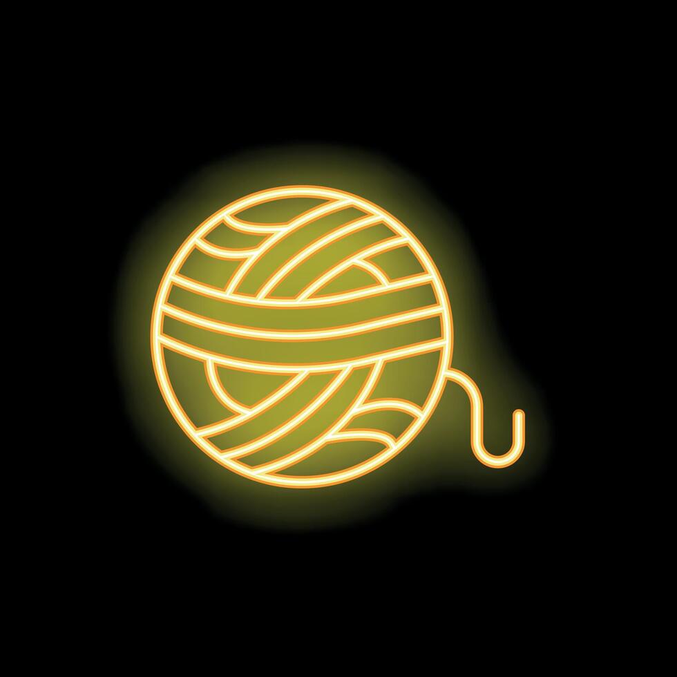 Glowing neon icon of yarn ball for handmade craft projects vector