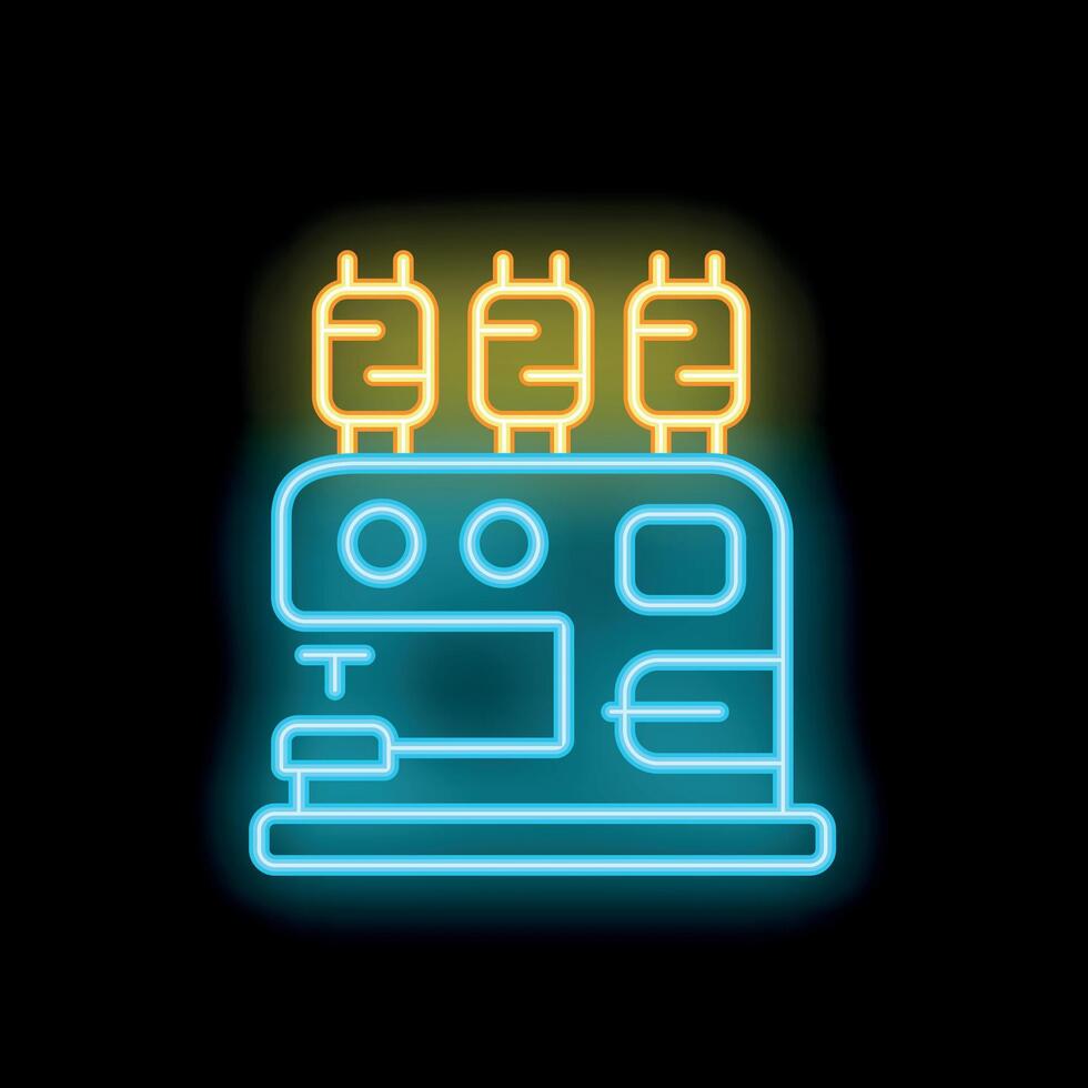 Neon sign of professional coffee machine making espresso vector