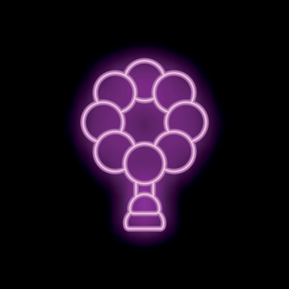 Stylized purple neon tree glowing on a dark background vector