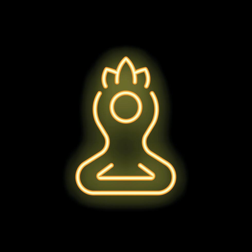 Neon sign representing meditation with a person meditating in lotus position vector