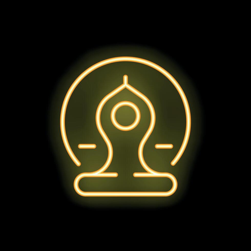 Neon sign representing a person meditating in lotus position vector