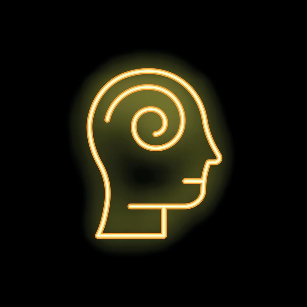 Neon sign of human head with spiral showing mental health issues vector