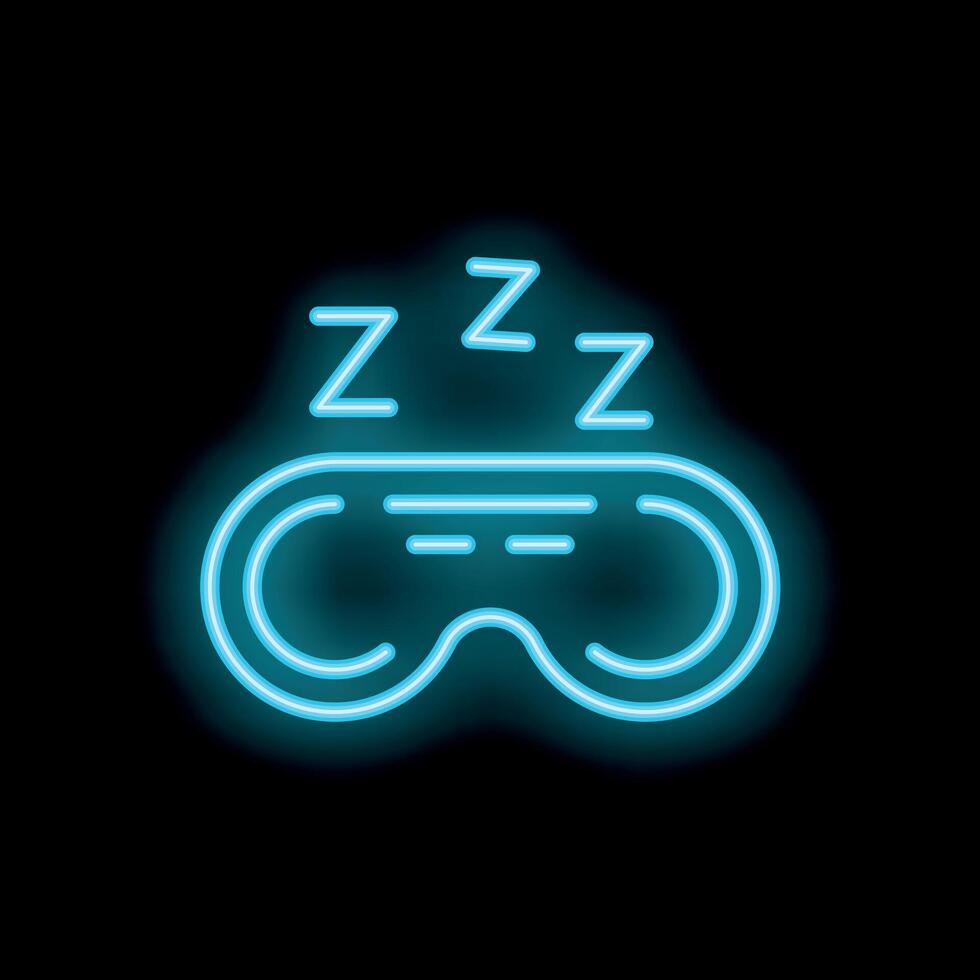 Neon vr sleep mask icon glowing on dark background vector