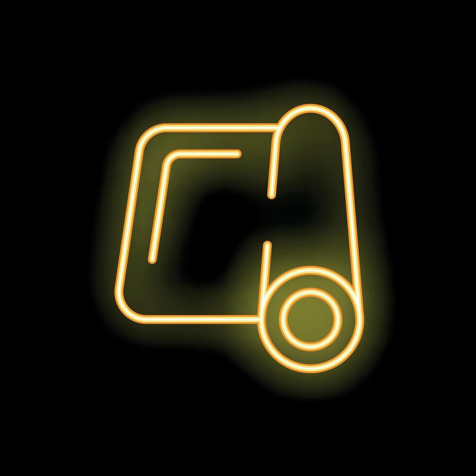 Neon yellow icon of a rolled up yoga mat on a black background vector