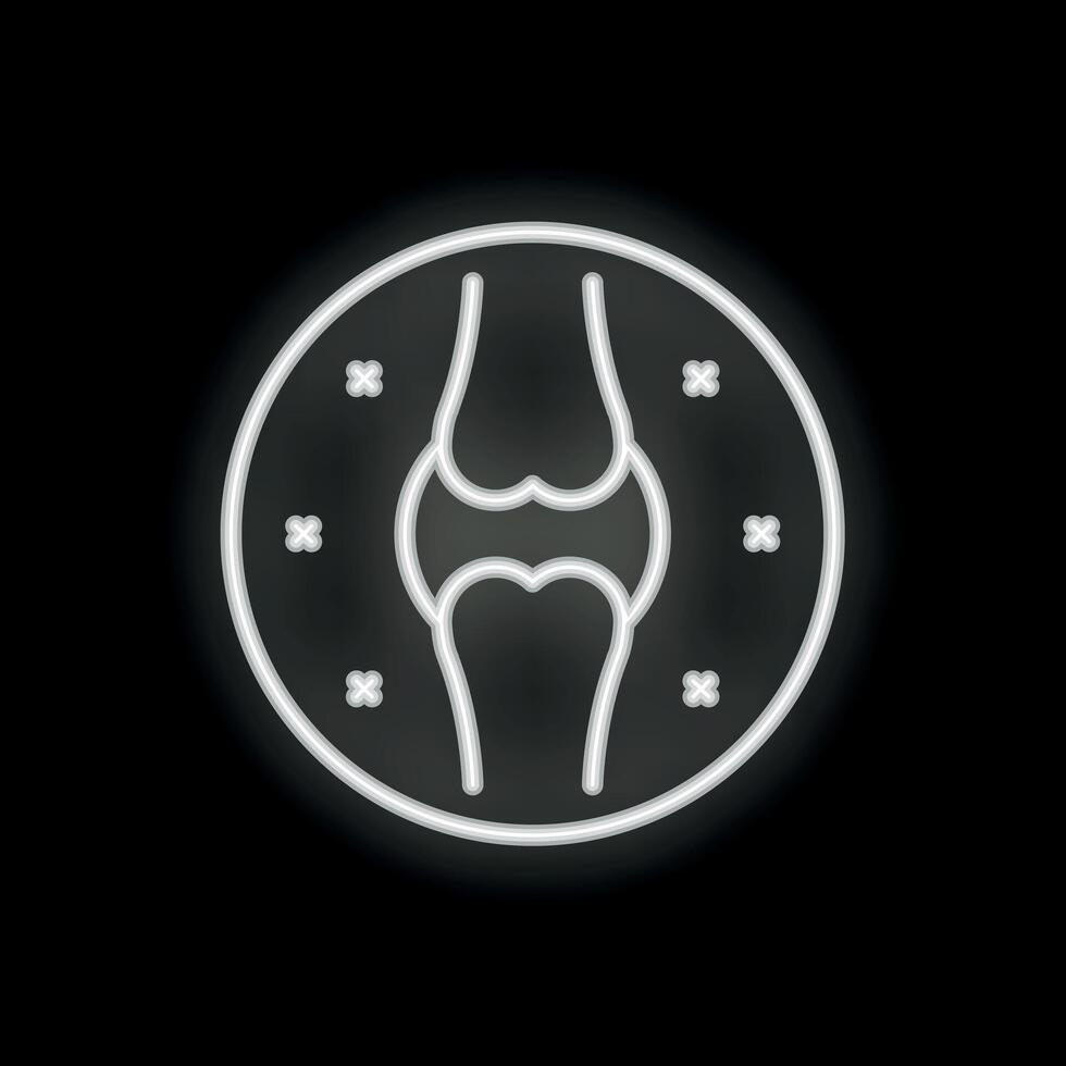 Neon icon of human leg knee joint bones showing health vector