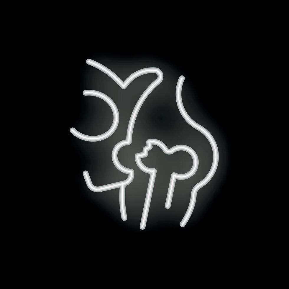 Neon icon of human hip joint showing bones and pelvis vector