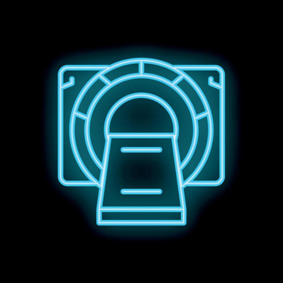 Neon icon of computed tomography showing medical technology vector