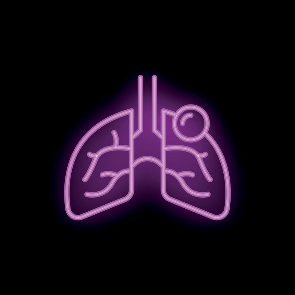 Neon style illustration of lungs showing coronavirus infection vector