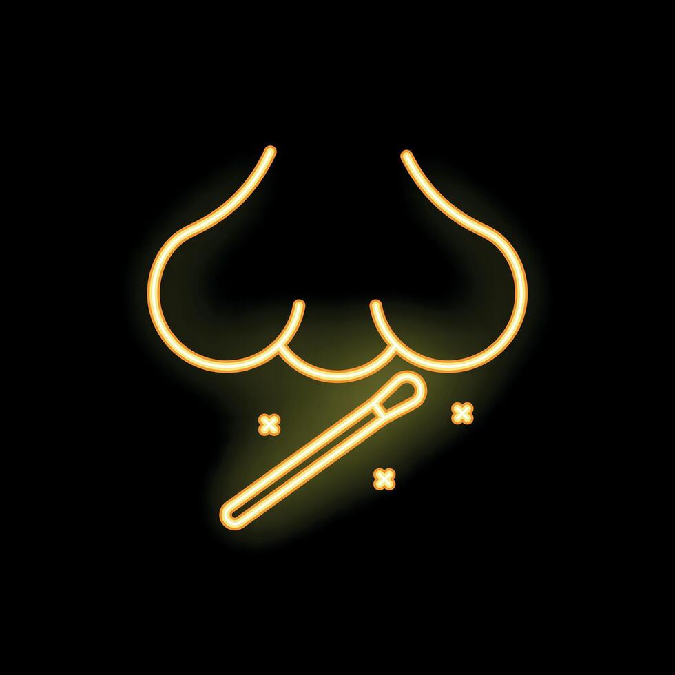 Neon style icon of nose smelling stinky odor vector