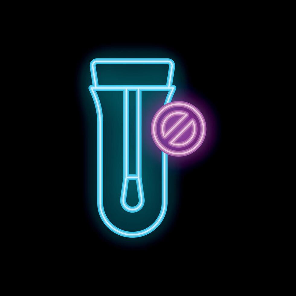 Neon style icon showing electronic thermometer with prohibition sign vector