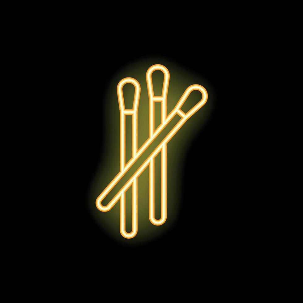Neon sign of matches glowing on black background vector