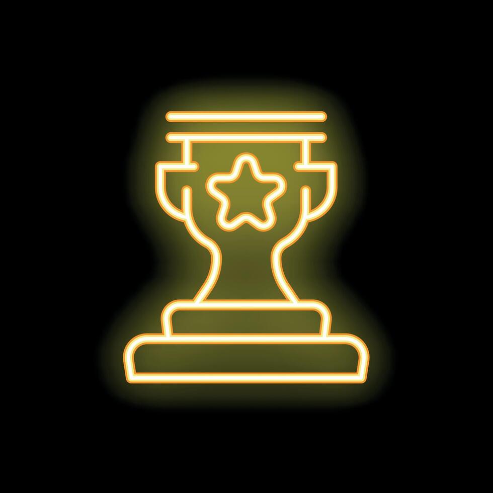Glowing neon trophy representing victory and achievement vector