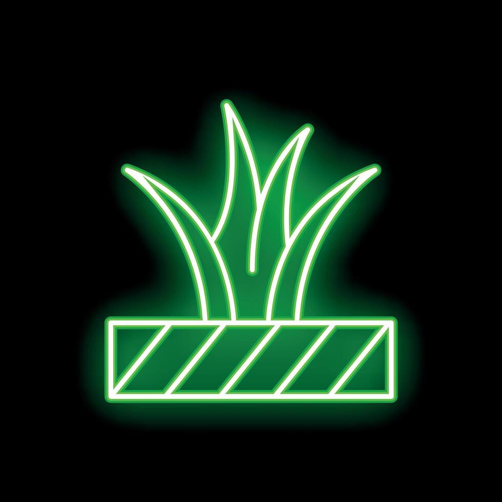 Neon green grass growing from cargo container symbolising urban gardening vector