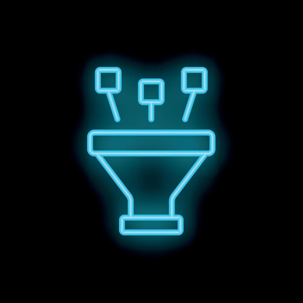 Neon blue sales funnel generating leads with digital inbound marketing vector