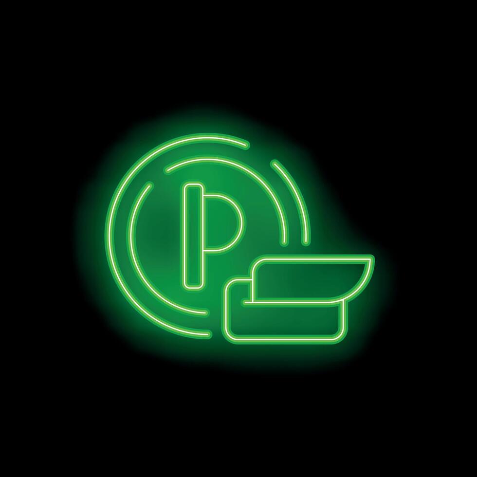 Neon green contactless payment by nfc technology icon vector