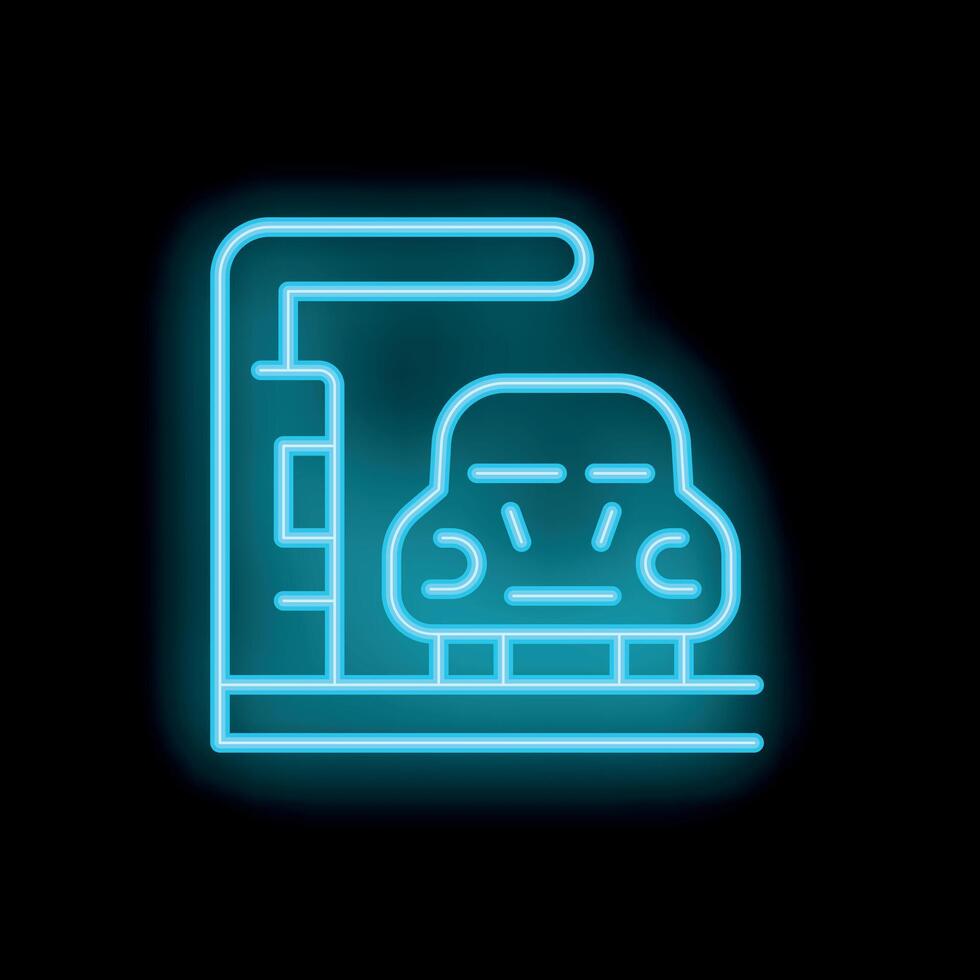 Neon sign of automatic car wash service station on black background vector