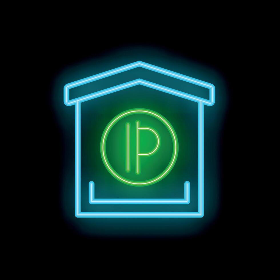 Neon ip address inside house symbolising secure connection vector