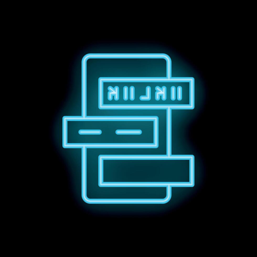 Neon blue smartphone displaying user interface elements on black background vector