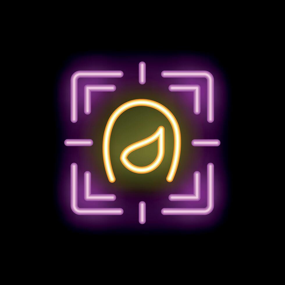 Neon sign representing facial recognition scanning system vector