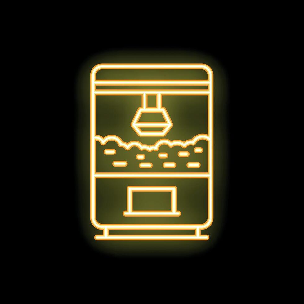 Neon sign of a claw crane arcade game glowing on a black background vector