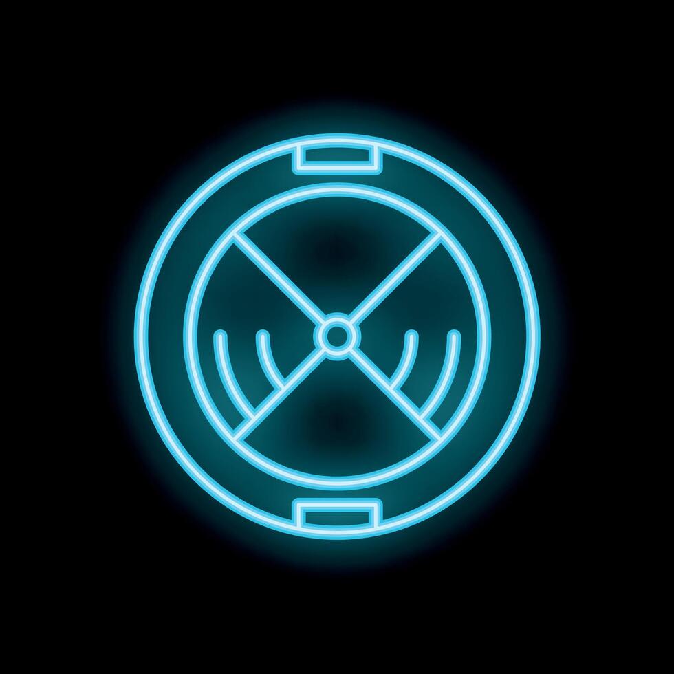 Neon icon of radioactive sign glowing on dark background vector