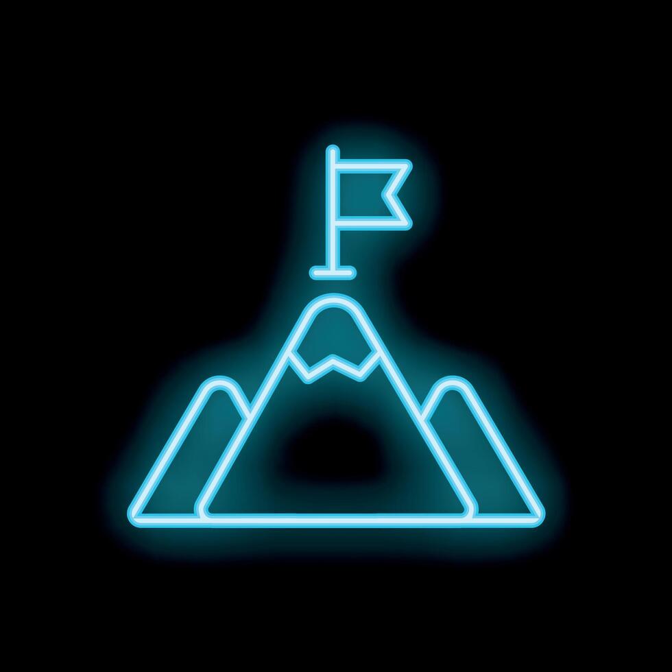Neon sign showing flag planted on top of mountain vector