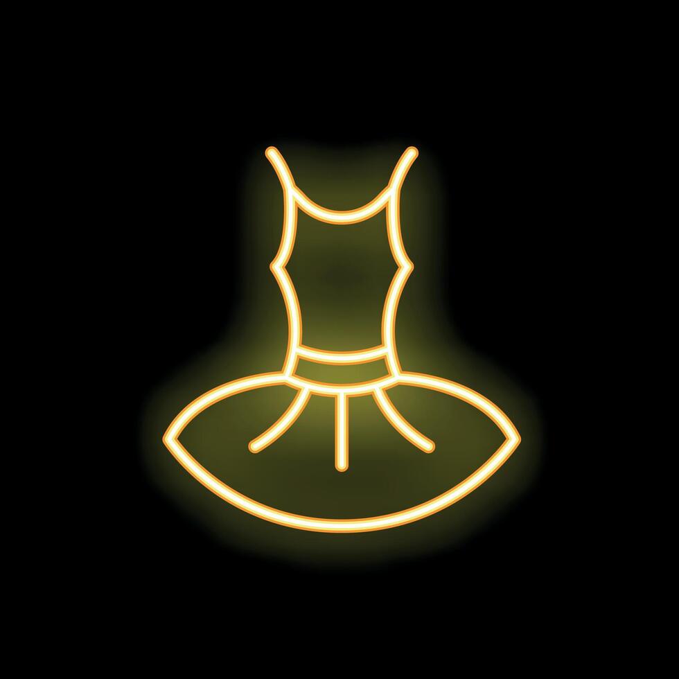 Neon sign of a tutu dress glowing on a black background vector