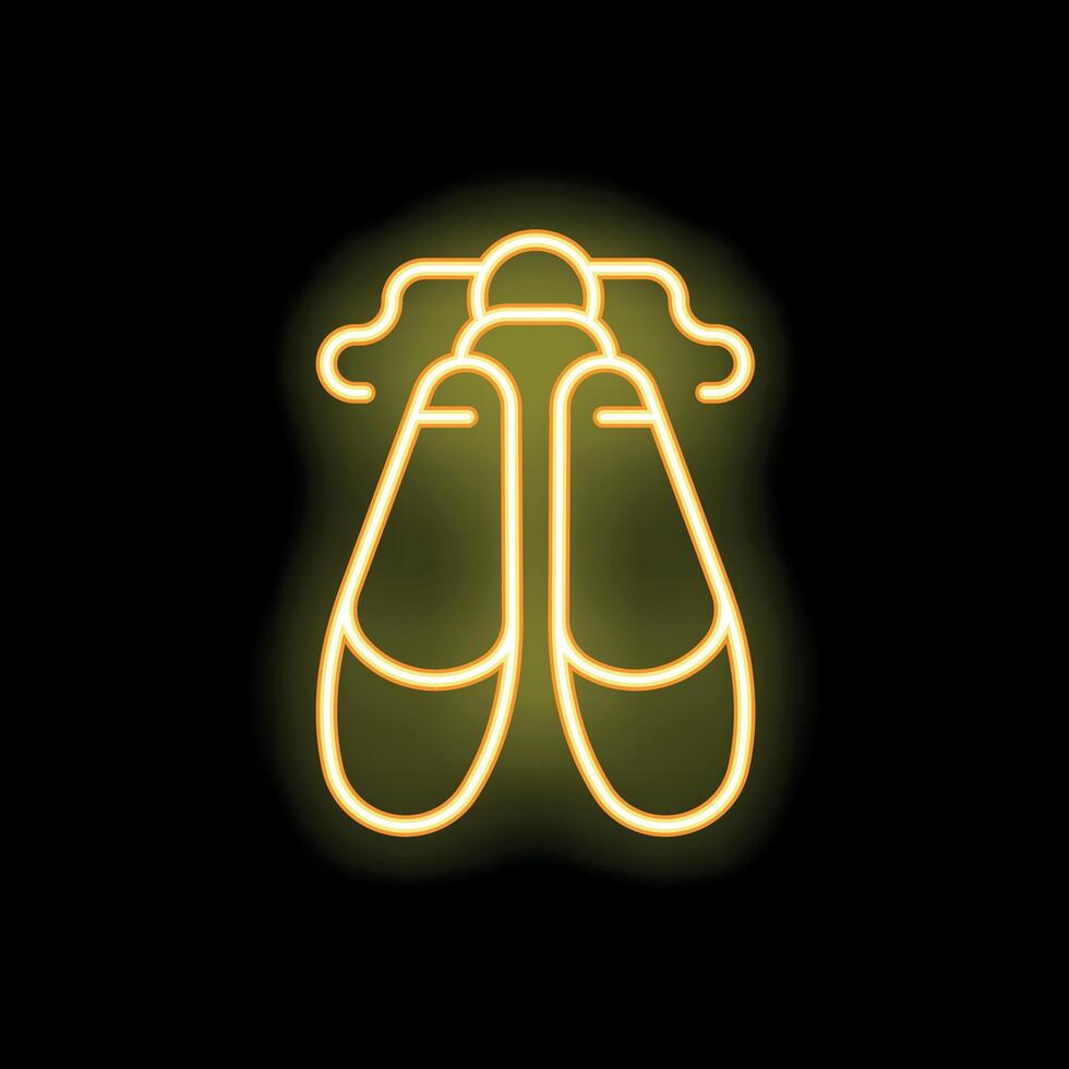 Neon sign showing pair of ballet shoes hanging on wall vector