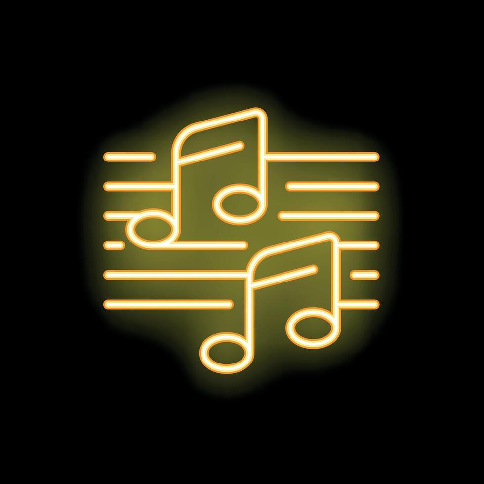 Neon sign with musical notes on black background vector
