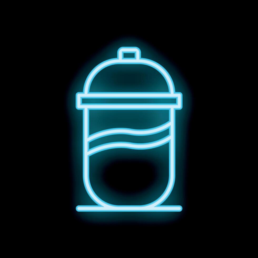 Blue neon sign showing a disposable coffee cup with a lid vector