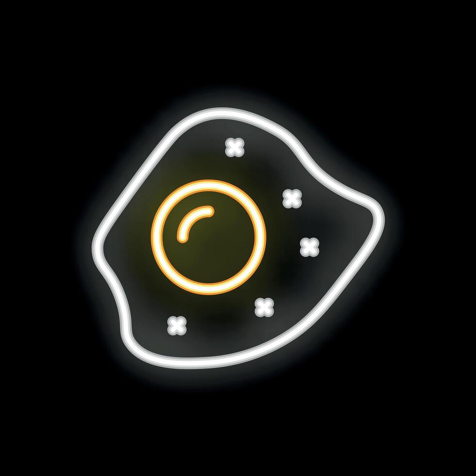 Neon sign showing a fried egg on a black background vector