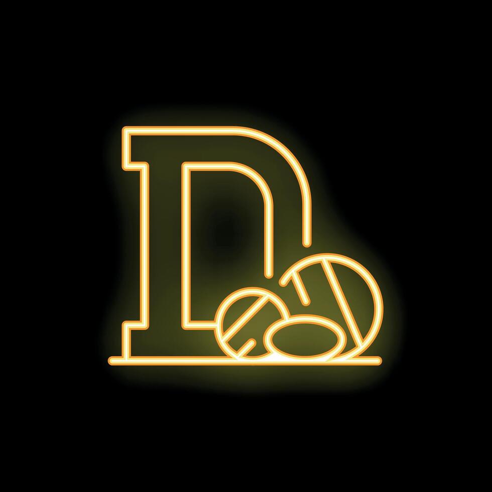 Neon dogecoin cryptocurrency logo shining on black background vector
