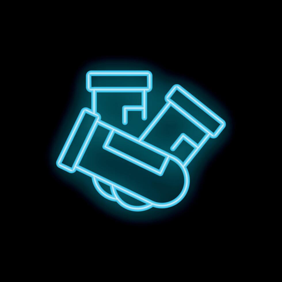 Neon icon of test tubes glowing on black background vector