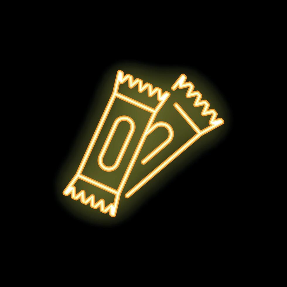 Neon sign of two sachets of sugar or sweetener on a black background vector