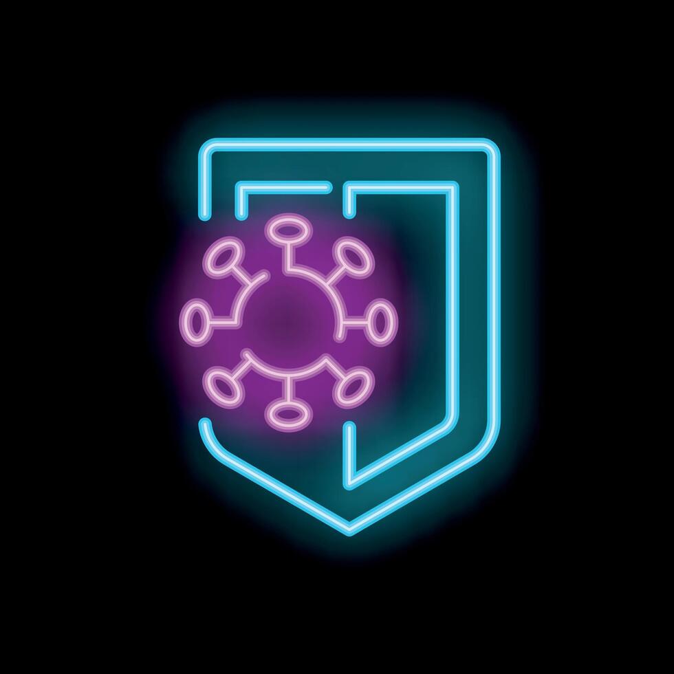 Neon shield protecting from virus immune system fighting against covid 19 vector