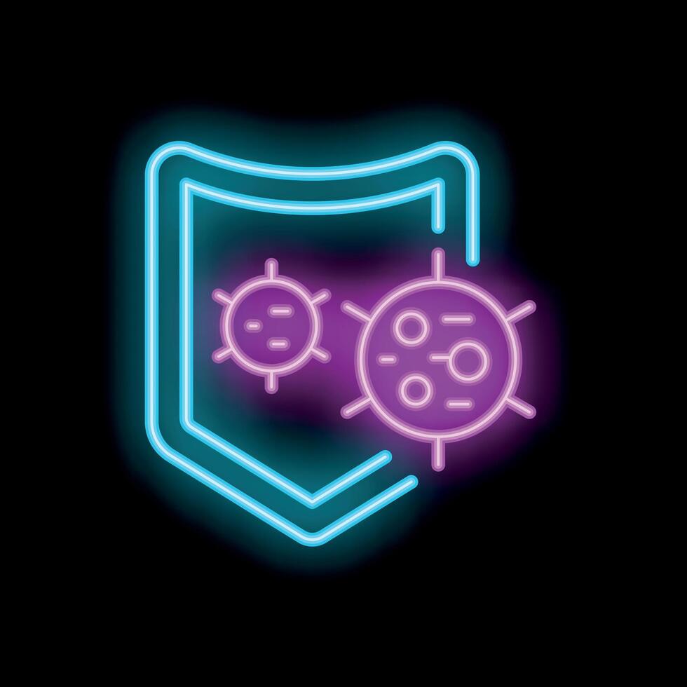 Neon shield protecting from coronavirus bacteria infection vector
