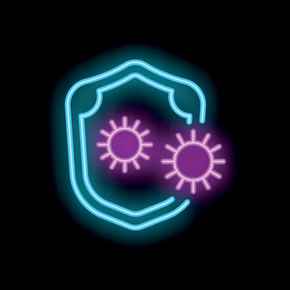 Neon shield protecting from virus bacteria spreading infection vector
