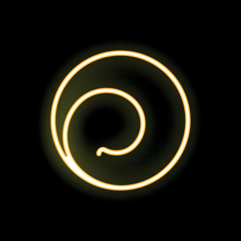Glowing neon yellow spiral shape on black background vector