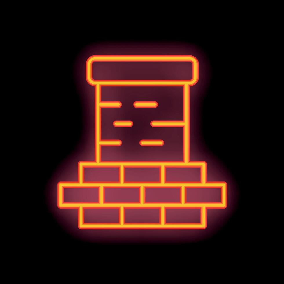 Neon chimney standing on brick foundation icon vector