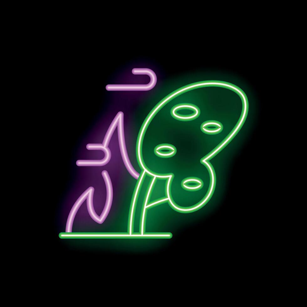 Neon sign of a tree falling from strong wind gusts vector