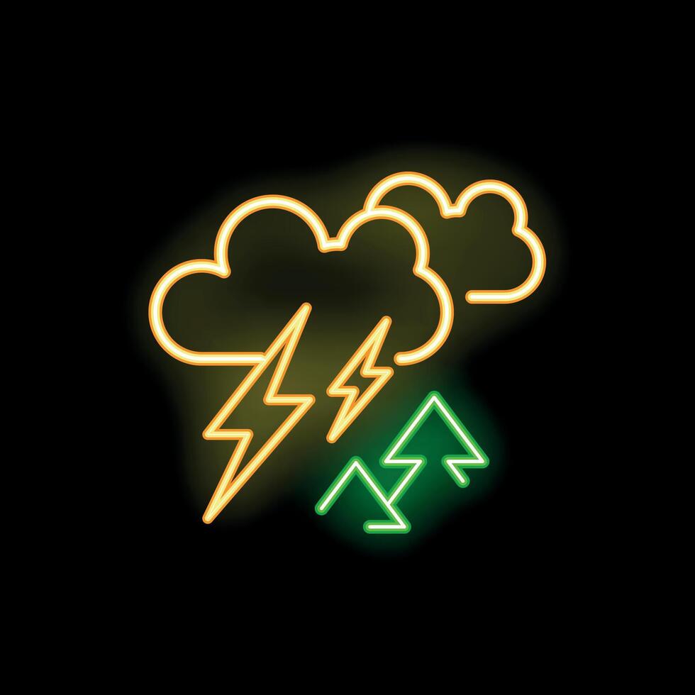 Glowing neon line storm icon isolated on black background illustration vector