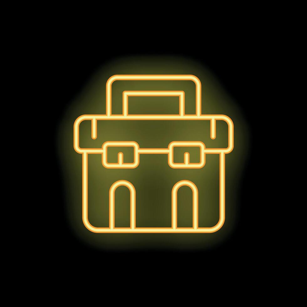 Neon toolbox icon glowing on dark background vector